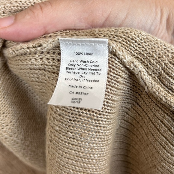 Talbots tan knitted linen cardigan, Large, flowy, soft, Coastal Cozy Classic - Picture 8 of 9